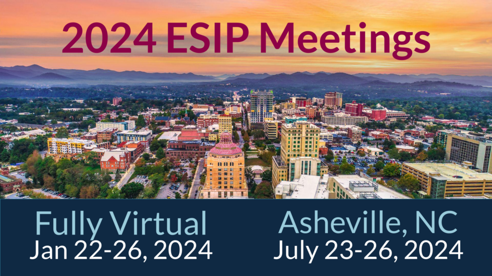 Text with dates of ESIP Meetings 2024