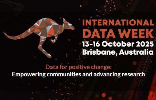 Graphic with the words 'International Data Week 13-16 October 2025 Brisbane, Australia
