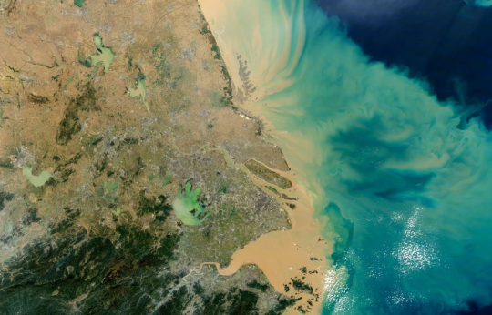 Satellite photo of coastal region