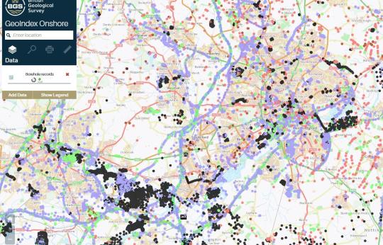 Screenshot of map with coloured dots overlaid