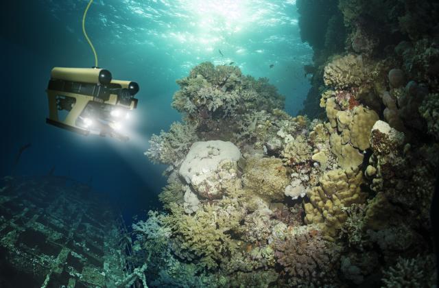 robot camera filming underwater