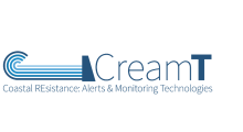 Logo depicting a wave approaching a sea wall and the word 'CreamT'
