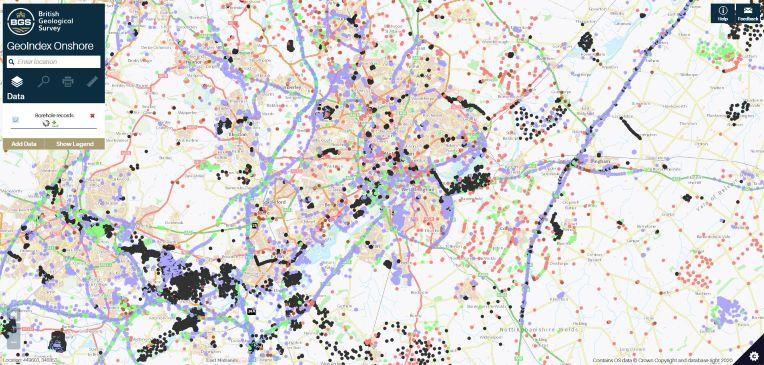Screenshot of map with coloured dots overlaid
